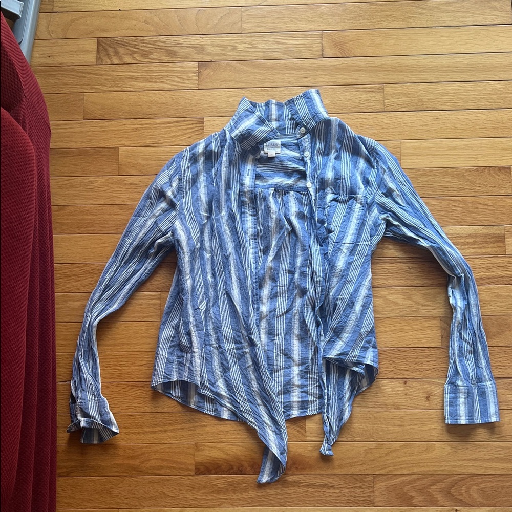 J. Crew Navy and White Striped Shirt